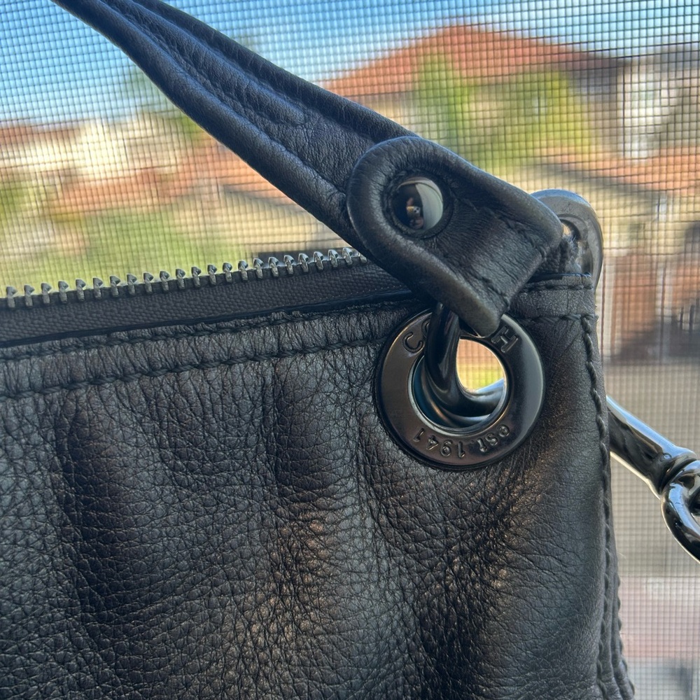 Coach Leather Patch Inside Turquoise Lined Handbag - image 8